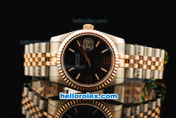 Rolex Datejust Automatic Movement ETA Coating Case with Rose Gold Bezel and Two Tone Strap-36mm - Click Image to Close